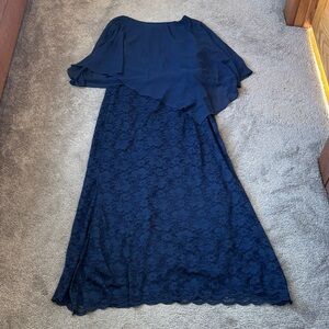 Pinup Fashion Navy Lace Overlay Dress SIZE 16W Plus Size Evening Party Midi